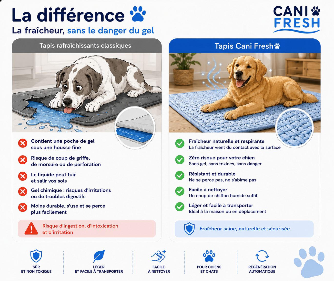 La différence Cani Fresh — sans gel, sans danger